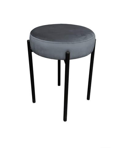 Taboret tapicerowany na metalowym stelażu w tkaninie Bluvel szary