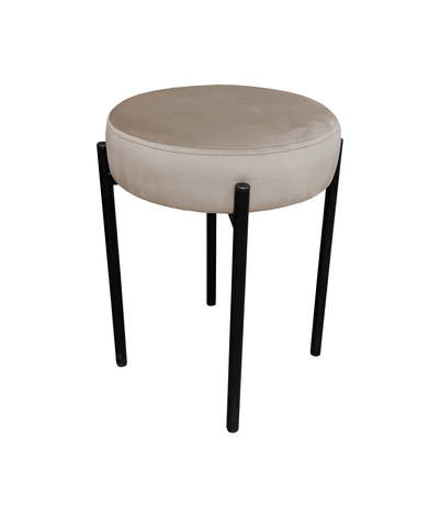 Taboret tapicerowany na metalowym stelażu w tkaninie Magic Velvet beż