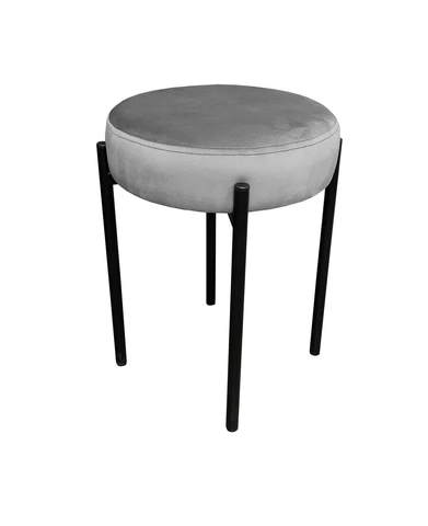 Taboret tapicerowany na metalowym stelażu w tkaninie Magic Velvet szary