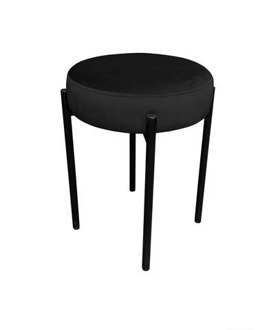 Taboret tapicerowany na metalowym stelażu w tkaninie Magic Velvet czarny