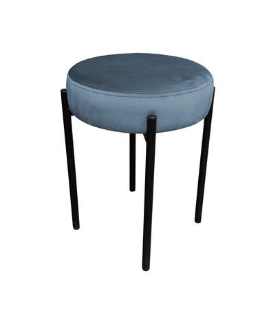 Taboret tapicerowany na metalowym stelażu w tkaninie Magic Velvet niebieski