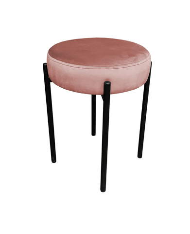 Taboret tapicerowany na metalowym stelażu w tkaninie Magic Velvet róż