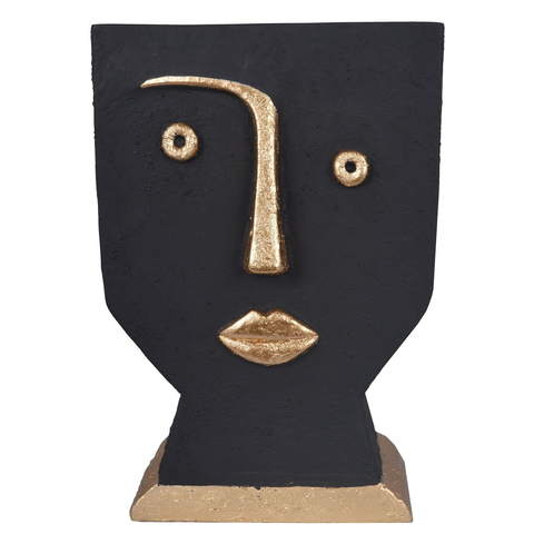 Doniczka ceramiczna w kolorze czarnym z wzorem twarzy Doniczka ceramiczna w kolorze czarnym z wzorem twarzy