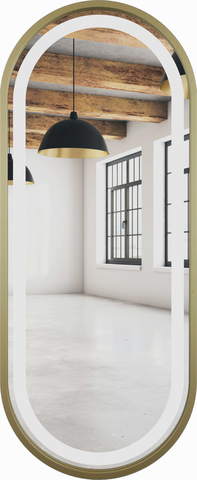 Lustro owalne złota rama MDF LED z piaskowaniem 45x75cm Lustro owalne złota rama MDF LED z piaskowaniem 45x75cm