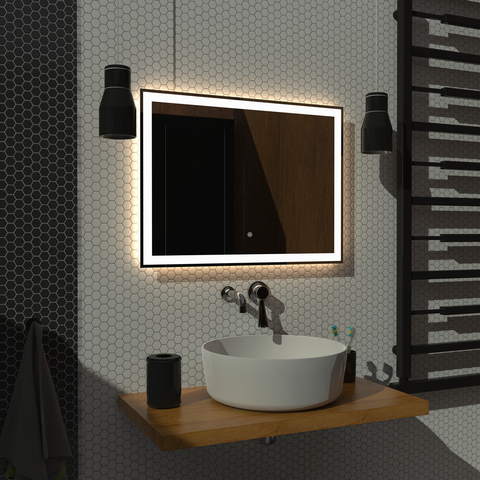 Lustro LED 60x80cm ścienne prostokątne bez ramy z podświetleniem tylnym z włącznikiem poziome Lustro LED 60x80cm ścienne prostokątne bez ramy z podświetleniem tylnym z włącznikiem poziome