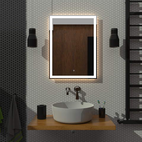Lustro LED 60x80cm ścienne prostokątne bez ramy z podświetleniem tylnym z włącznikiem pionowe Lustro LED 60x80cm ścienne prostokątne bez ramy z podświetleniem tylnym z włącznikiem pionowe