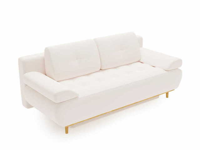 Sofa z funkcją spania Raspberry jasno kremowa z drewnianymi nogami Sofa z funkcją spania Raspberry jasno kremowa z drewnianymi nogami