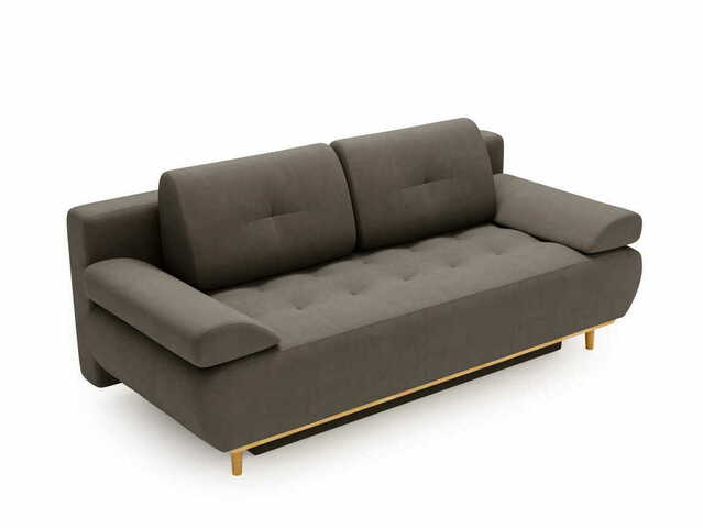 Sofa z funkcją spania Raspberry ciemnoszara z drewnianymi nogami Sofa z funkcją spania Raspberry ciemnoszara z drewnianymi nogami