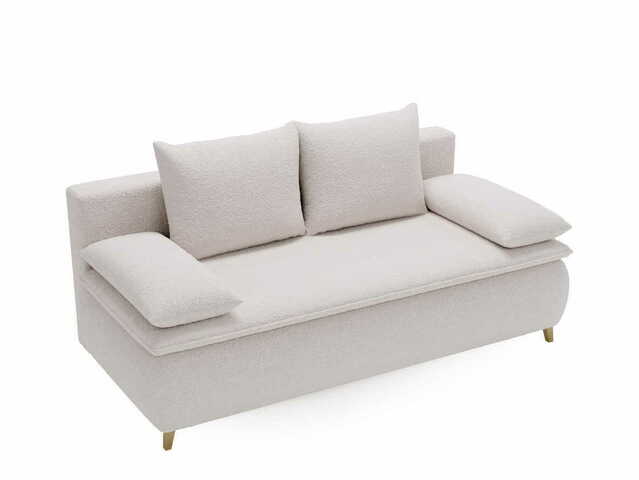 Sofa z funkcją spania Mona beżowa boucle z drewnianymi nogami Sofa z funkcją spania Mona beżowa boucle z drewnianymi nogami