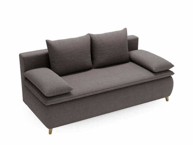Sofa z funkcją spania Mona ciemnoszara boucle z drewnianymi nogami Sofa z funkcją spania Mona ciemnoszara boucle z drewnianymi nogami