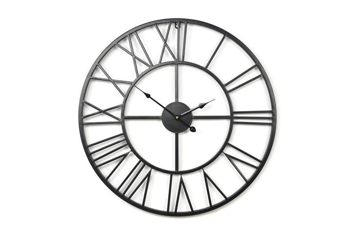 Zegar 60cm ścienny metalowy loft czarny