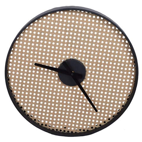 Zegar ścienny z plecionką wiedeńską czarna rama 41cm